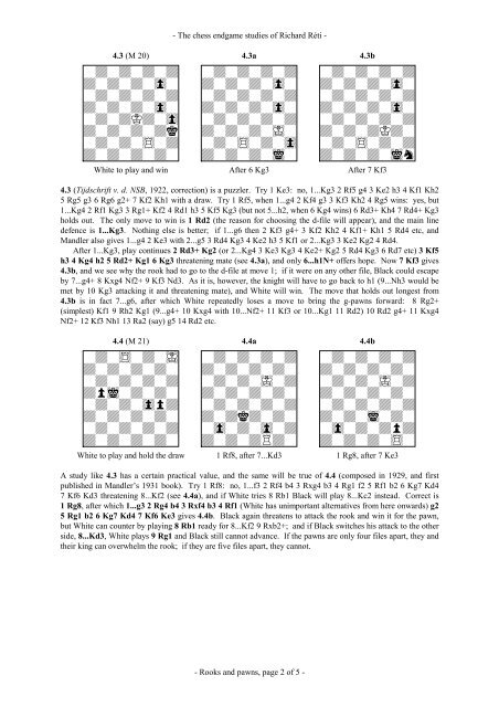 The Chess Endgame Studies of Richard Réti - JSB