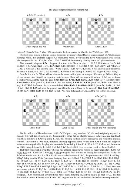 The Chess Endgame Studies of Richard Réti - JSB