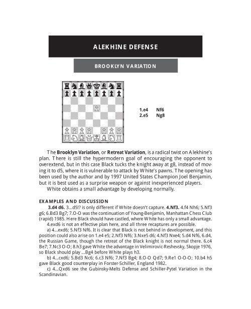 Alekhine's Defense - 1. e5 Nf6 (Theory, Variations & Strategy) - PPQTY