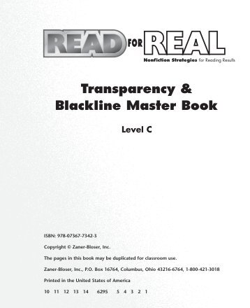 Transparency & Blackline Master Book - Zaner-Bloser