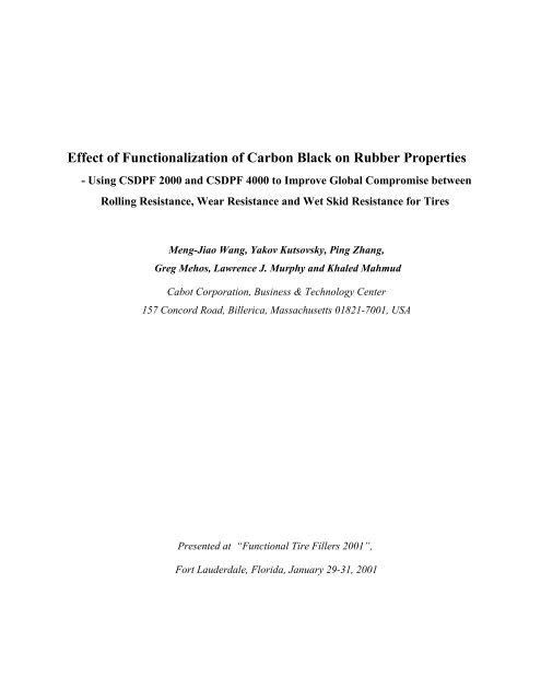 Effect of Functionalization of Carbon Black on Rubber Properties