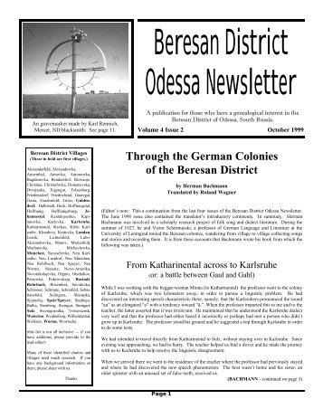 Beresan District Odessa Newsletter - GRHS