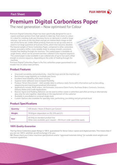 Download Fact Sheet - Fuji Xerox Supplies