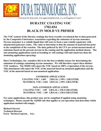 DURATEC COATING VOC 1702-034 BLACK IN MOLD VE PRIMER