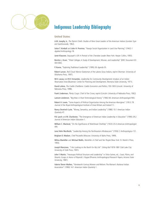 Indigenous Leadership Bibliography - The Banff Centre