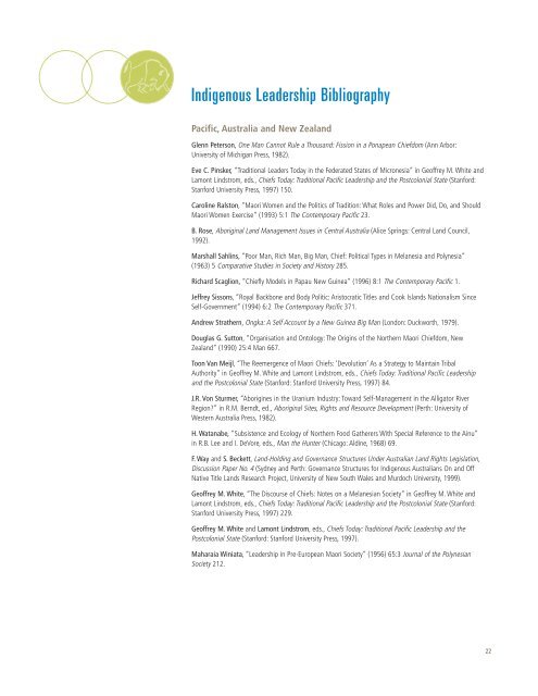 Indigenous Leadership Bibliography - The Banff Centre