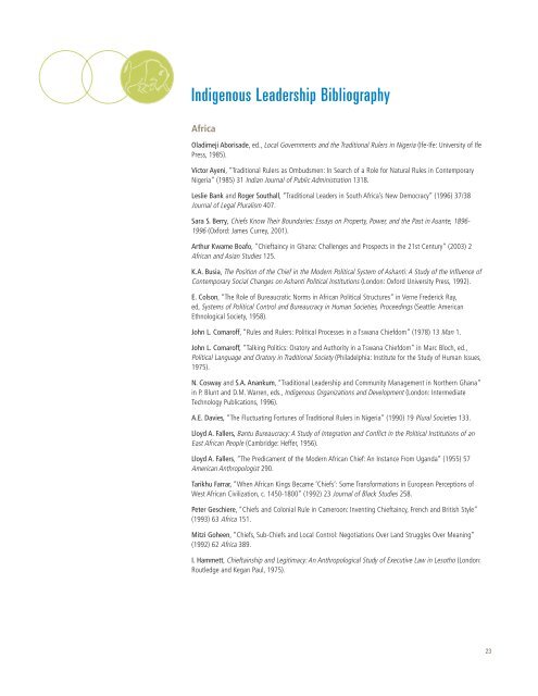 Indigenous Leadership Bibliography - The Banff Centre