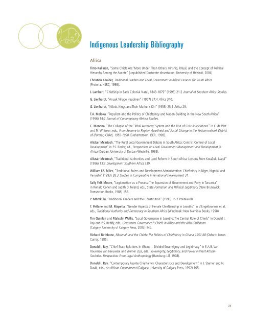 Indigenous Leadership Bibliography - The Banff Centre