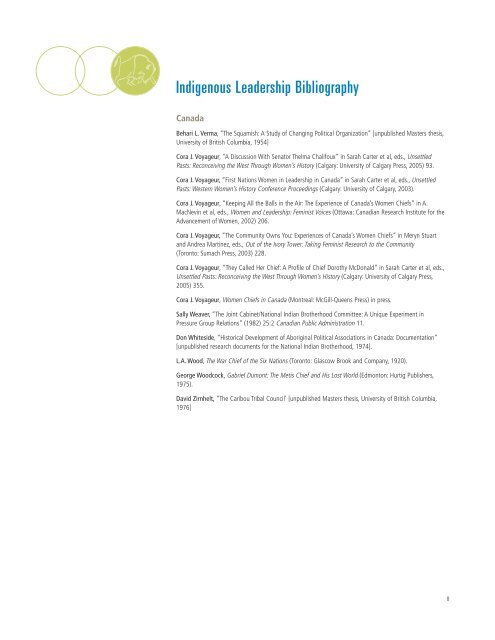 Indigenous Leadership Bibliography - The Banff Centre