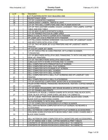 Country Coach Lot Catalog Workbook - Hilco Trading
