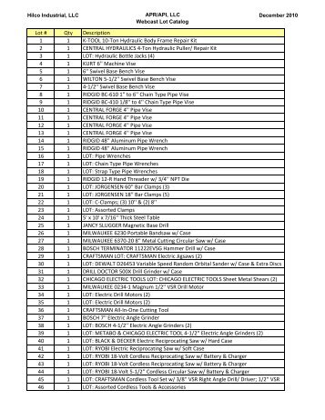 APRE API Lot Catalog - Hilco Trading