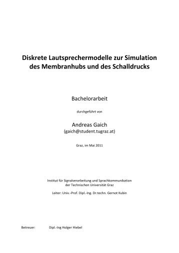 Diskrete Lautsprechermodelle zur Simulation des Membranhubs ...