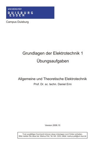 Anhang - Allgemeine und theoretische Elektrotechnik - Universität ...