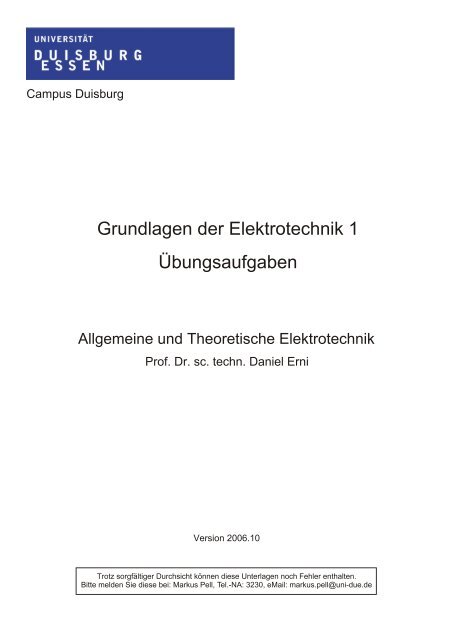 Anhang - Allgemeine und theoretische Elektrotechnik - Universität ...