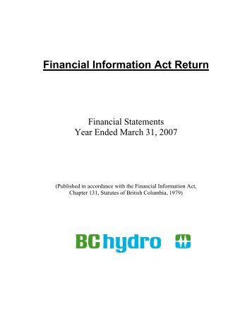 BC Hydro > Financial Information Act Return (to March 31, 2007)