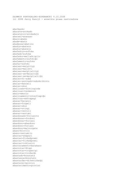 SŁOWNIK PORTUGALSKO-ESPERANCKI V - slowniki.org.pl