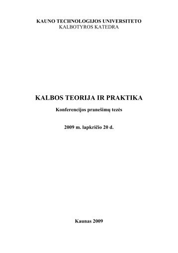 KALBOS TEORIJA IR PRAKTIKA - KTU - Kalbotyros katedra - Kauno ...