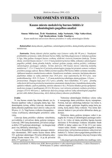 VISUOMENĖS SVEIKATA Kauno miesto moksleivių ... - Medicina
