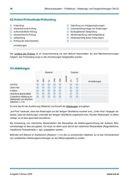 Prüfbefund für Blitzschutzanlagen Ausfüllhilfe - OVE