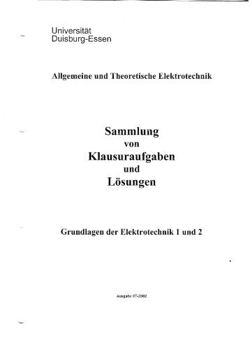 Sammlung von Klausuraufgaben und Loesungen - Allgemeine und ...