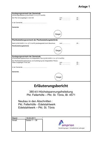 Pkt. St. Tönis Erläuterungsbericht - Amprion