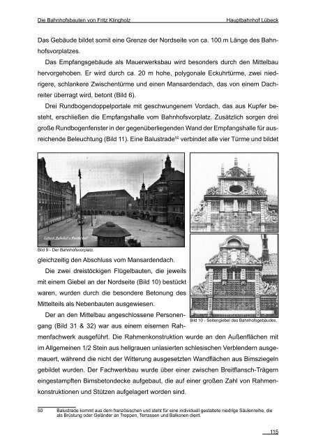 "Die Bahnhofsbauten von Fritz Klingholz", Diplomarbeit