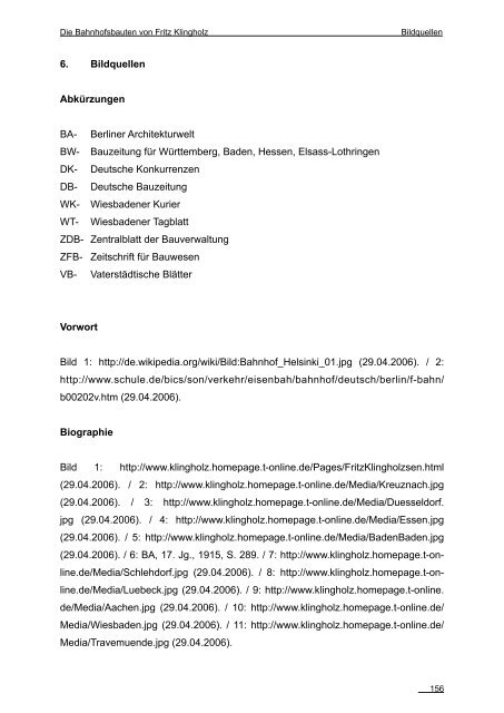 "Die Bahnhofsbauten von Fritz Klingholz", Diplomarbeit