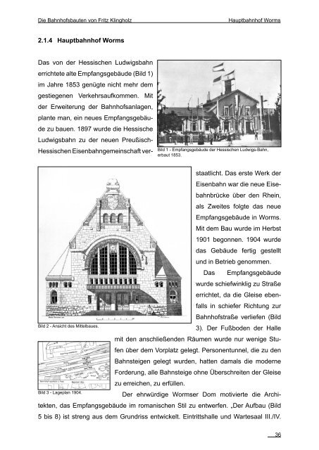 "Die Bahnhofsbauten von Fritz Klingholz", Diplomarbeit