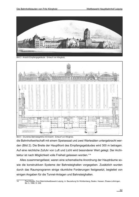 "Die Bahnhofsbauten von Fritz Klingholz", Diplomarbeit