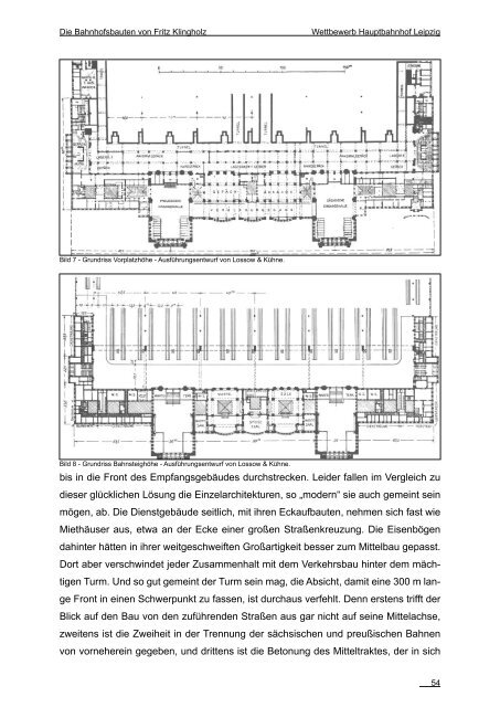 "Die Bahnhofsbauten von Fritz Klingholz", Diplomarbeit