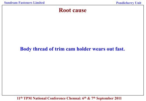 No Slide Title - Total Productive Maintenance(TPM) Club India