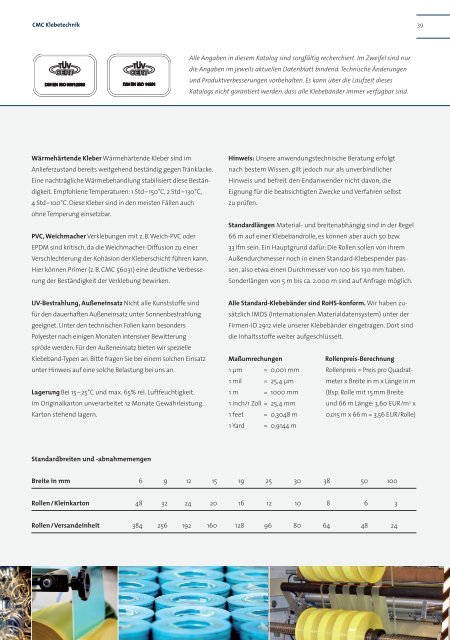 Technische Klebebänder Stanzteile/Etiketten Folienbeschichtungen