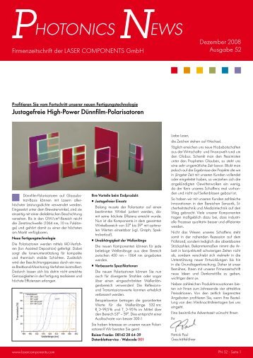 Justagefreie High-Power Dünnfilm-Polarisatoren - Laser Components