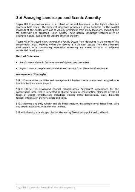 Draft Tugun Hill Conservation Area Plan of Management