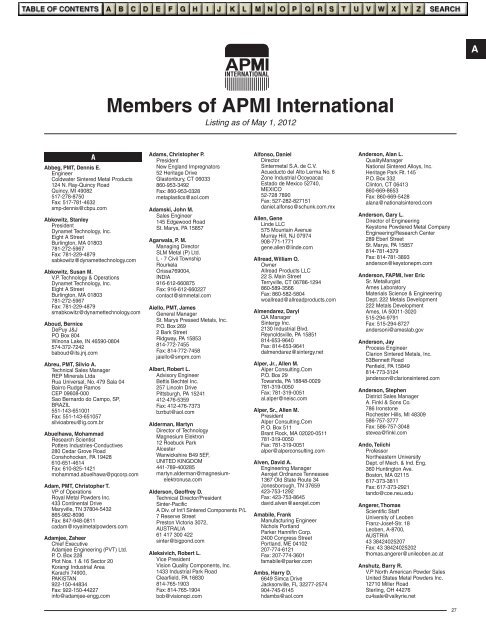 Who's Who in PM—2012 - MPIF