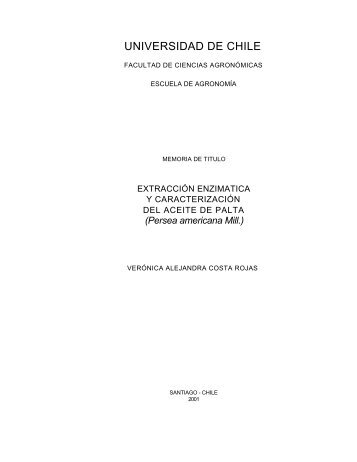 Extracción enzimatica y caracterización del aceite de palta (Persea ...