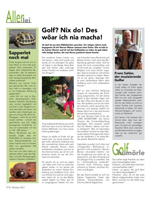 News for(e) you – Oktober 2012 - Golfclub Montafon