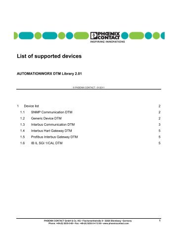 List of supported devices AUTOMATIONWORX ... - Phoenix Contact