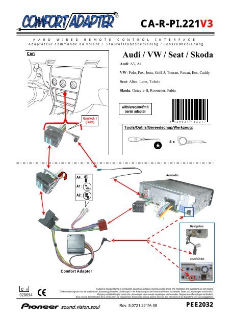 CA-R-PI.221V3 Audi / VW / Seat / Skoda PEE2032 - Pioneer