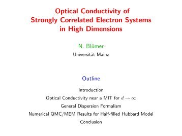 Optical Conductivity of Strongly Correlated Electrons in High ...