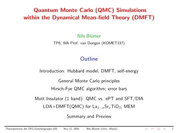 QMC Simulations within the DMFT - komet 337