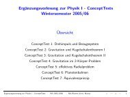 Ergänzungsvorlesung zur Physik I - ConceptTests - komet 337