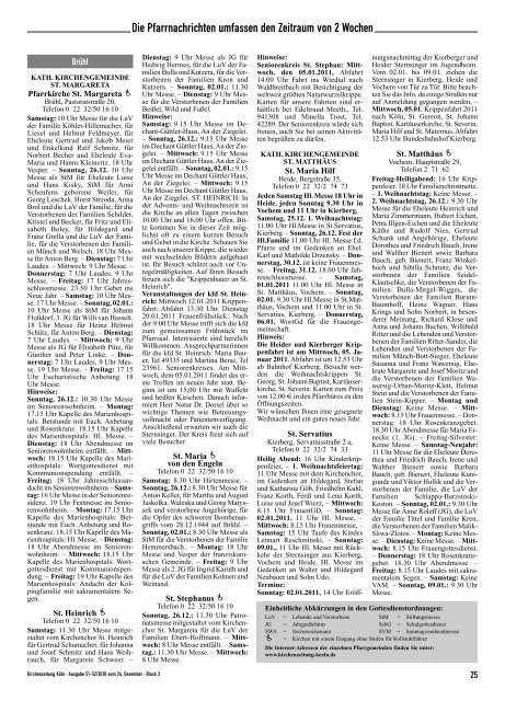 Die Pfarrnachrichten Umfassen Den Zeitraum Von 2 Wochen
