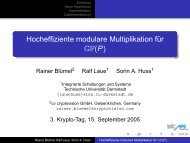 Hocheffiziente modulare Multiplikation für GF(P) - Technische ...