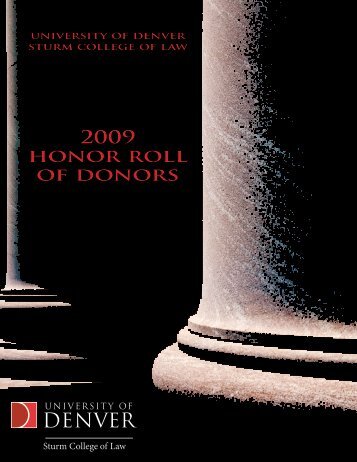 2009 hONOR ROll OF dONORS - Sturm College of Law - University ...