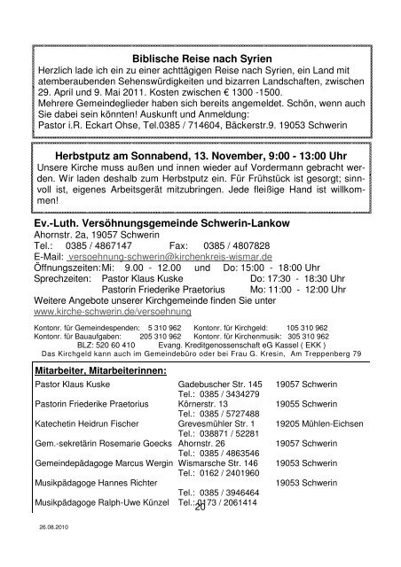 Gemeindebrief - Versöhnungsgemeinde Schwerin-Lankow