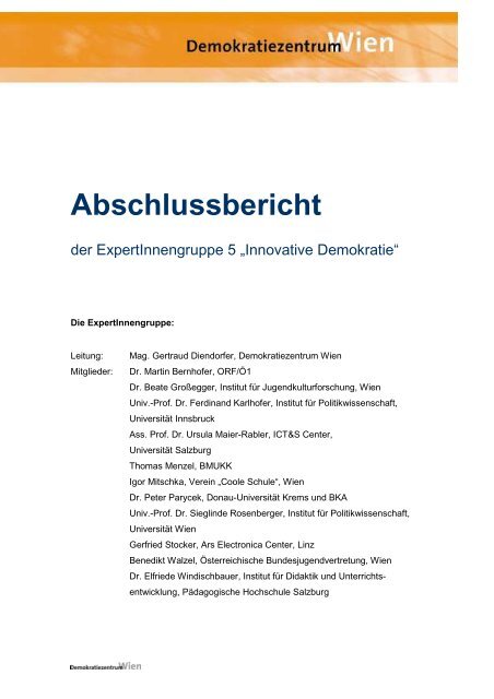 Innovative Demokratie - Demokratiezentrum Wien