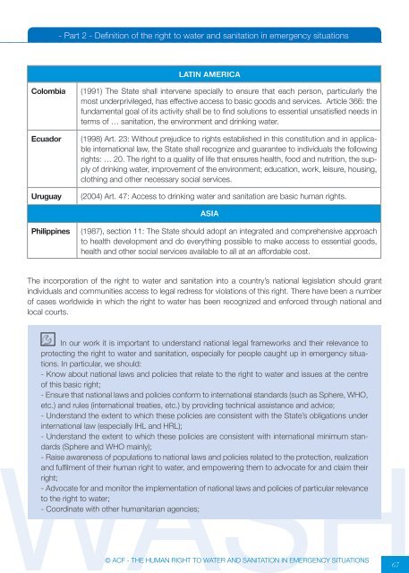 the human right to water and sanitation in emergency situations