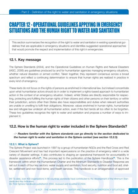 the human right to water and sanitation in emergency situations