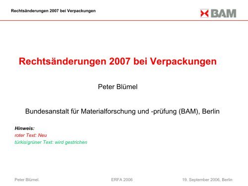 Rechtsänderungen 2007 bei Verpackungen - TES Technische ...